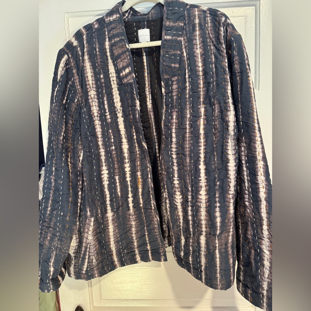 J. Jill Navy and Cream Textured Blazer